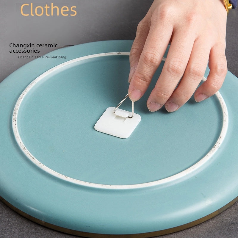 Multi-use Plastic Hook Plate Transparent Wall Mount Hook Square & Round Back Adhesive Hook|Home Organization Accessories