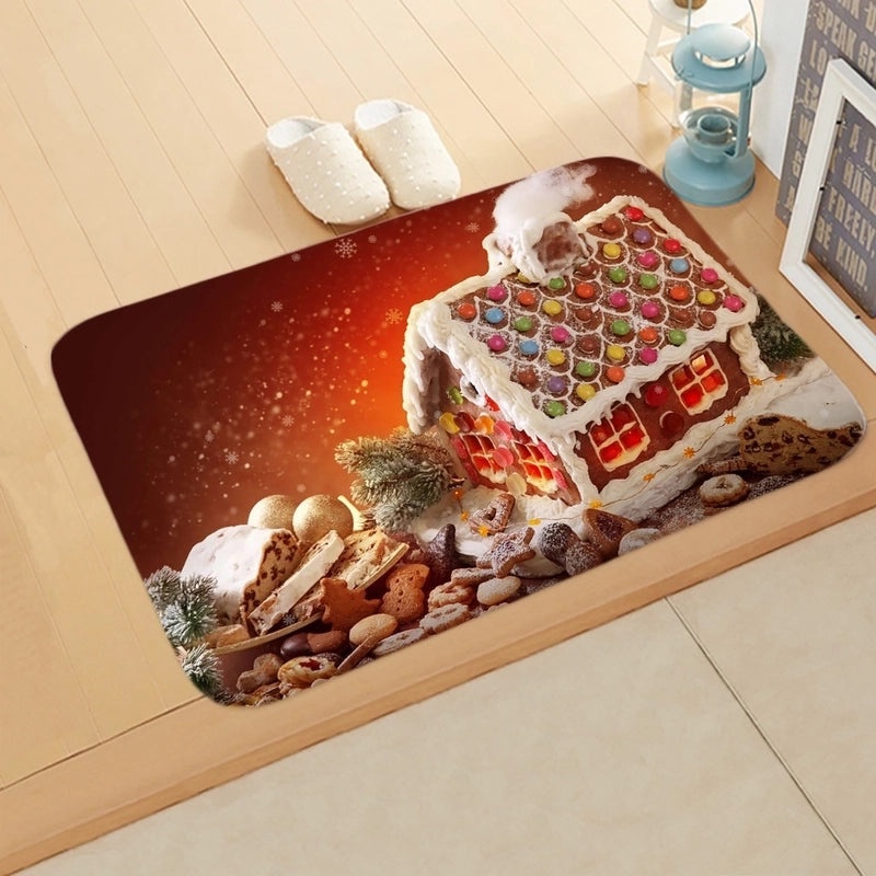 Festive Christmas Elk and Tree Flannel Floor Mat|Home Decor Rugs