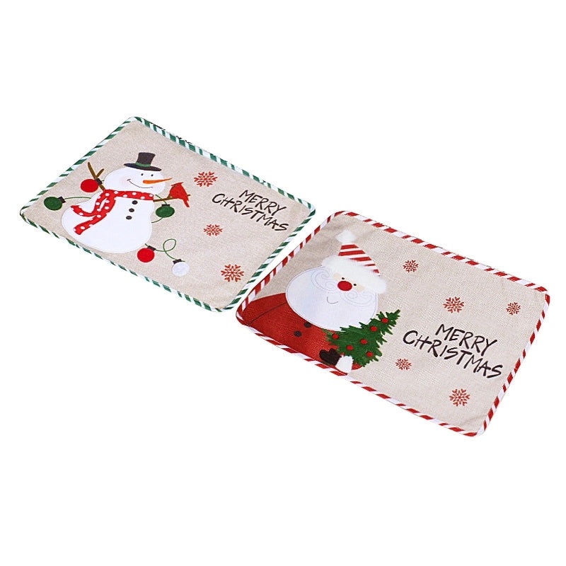 Festive Snowman Embroidered Christmas Table Mat|Home Decor & Kitchen Accessories