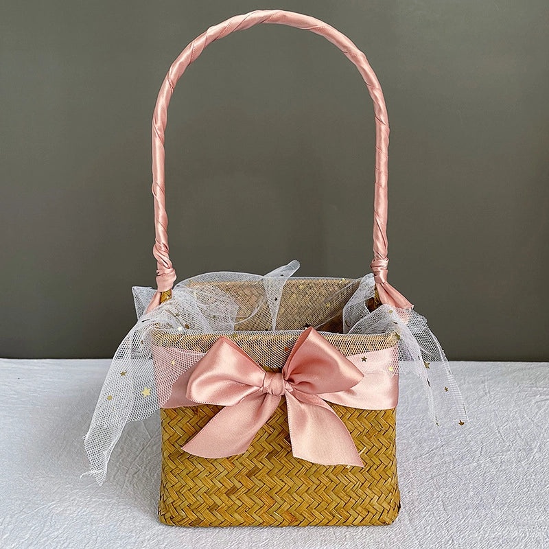 Pastoral Solid Color Wicker Straw Handbag Chic Bohemian Style|Women's Accessories Bags & Purses