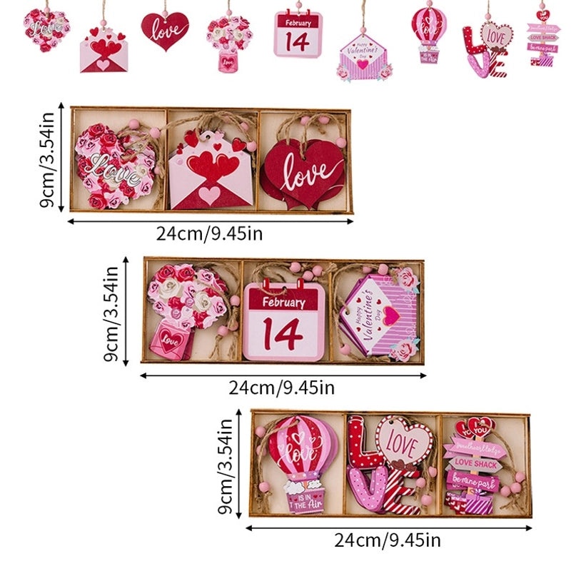 Romantic Heart Shaped Wooden Hanging Ornaments for Valentine’s Day Holiday Decor|Home Decor