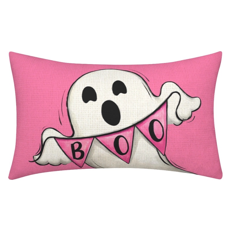 Halloween Ghost Letter Print Pillow Cover Cute Funny Polyester Case | Home Decor Pillow Covers