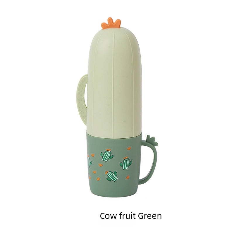 Cute Cactus Travel Toothbrush & Mouthwash Cup for Students Couples Portable Home Use|Toothbrush Holders & Mouthwash Containers