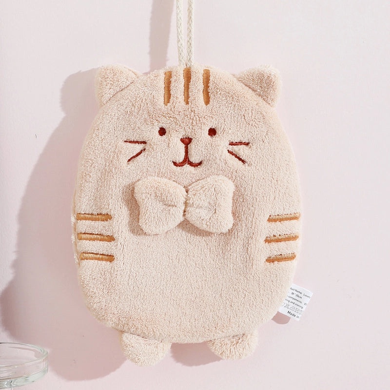 Adorable Cat Pattern Coral Fleece Towels for Kids Bathroom|Home & Living Bath Towels