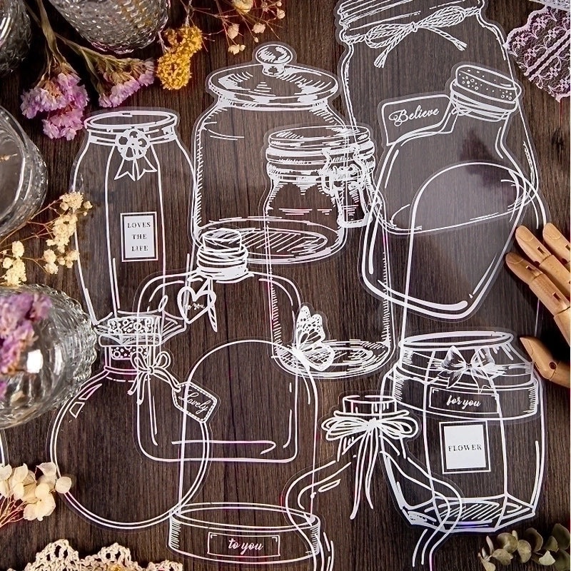 20 Sheets Transparent Decorative Stickers for Notebooks|Stationery & Craft Supplies