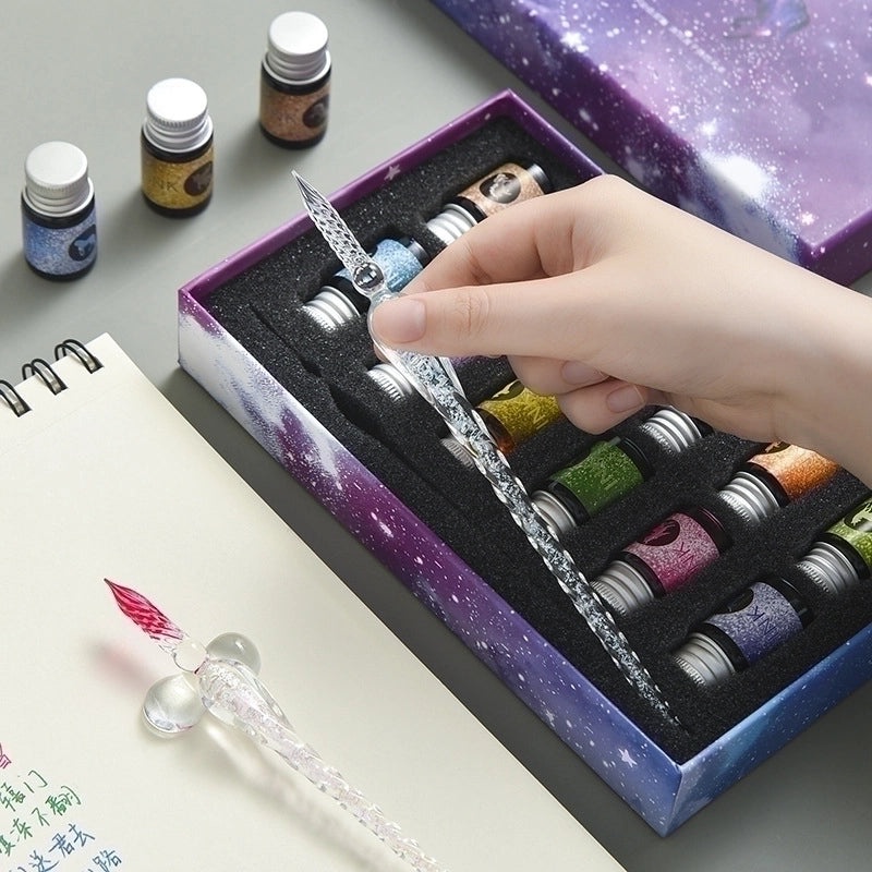 Starry Sky Crystal Ink Pen Set for Students | Writing Instruments