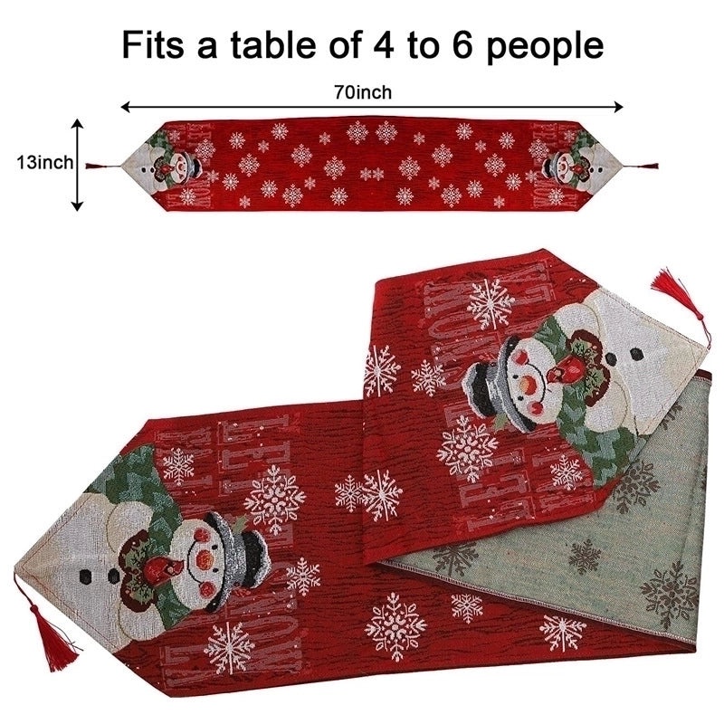 Festive Snowman Cotton Linen Table Runner for Christmas | Christmas Table Decor