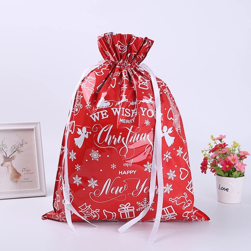 Festive Santa Claus Snowman Reindeer PE Gift Bags for Christmas Parties|Holiday Party Supplies