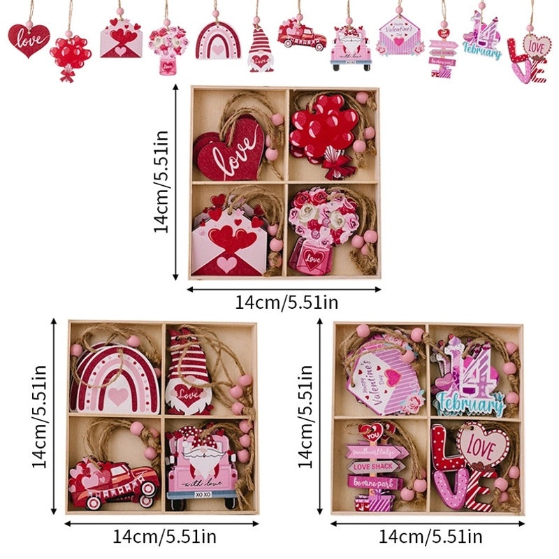Romantic Heart Shaped Wooden Hanging Ornaments for Valentine’s Day Holiday Decor|Home Decor