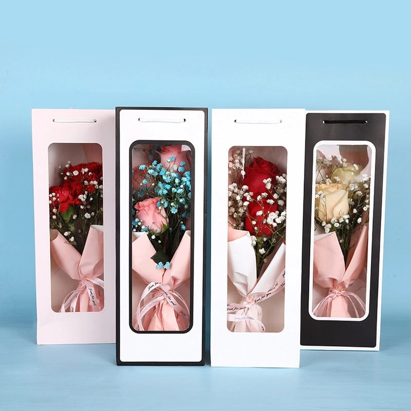 Valentine's Red Wine Gift Bag with Transparent Window|Gift Bags & Packaging