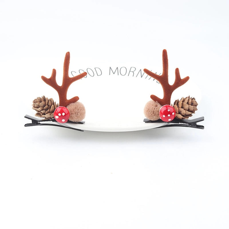 Festive Reindeer Antler Hair Clip for Christmas | Holiday Hair Accessories