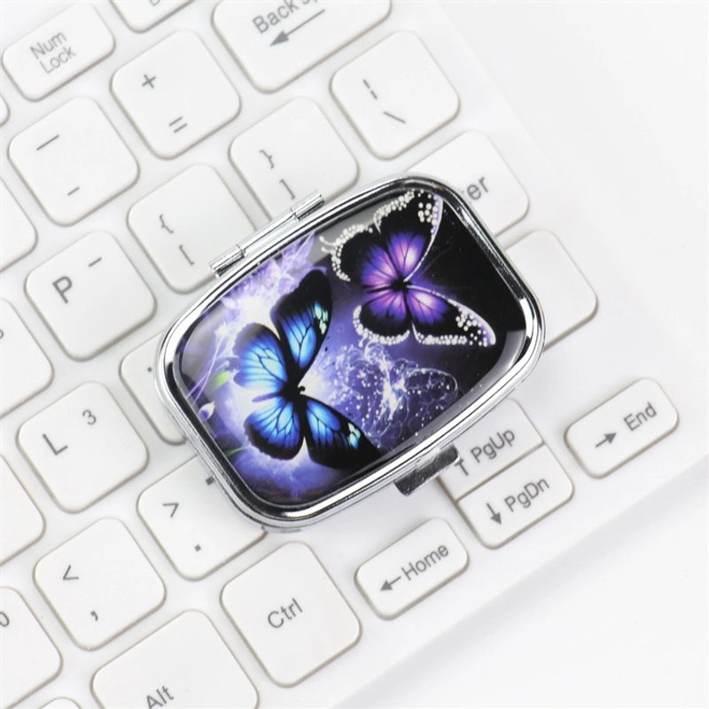 Portable Metal Two-Compartment Mini Storage Box for Jewelry and Medicine | Jewelry Storage Boxes