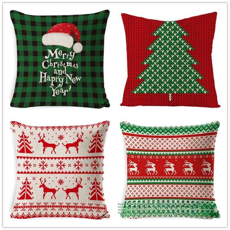 Christmas Geometric Snowflake Cartoon Cushion Cover for Couch Sofa | Home Decor & Cushions