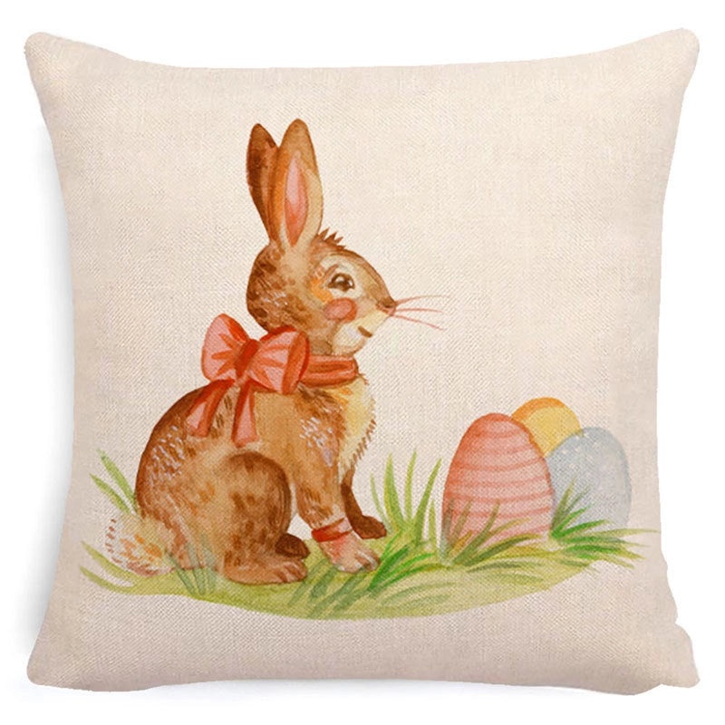 Easter Minimalist Rabbit Linen Throw Pillow Cover for Couch Sofa Decor|Home Decor & Pillows
