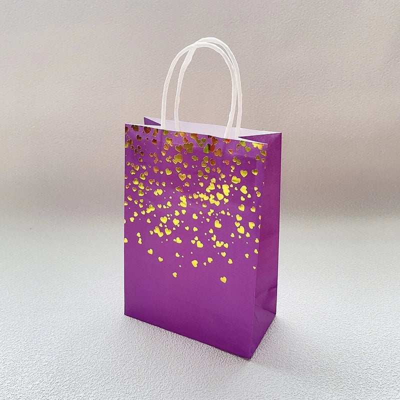 Love Spot Gilding Kraft Paper Gift Bag with Paper Rope Handle | Gift Bags