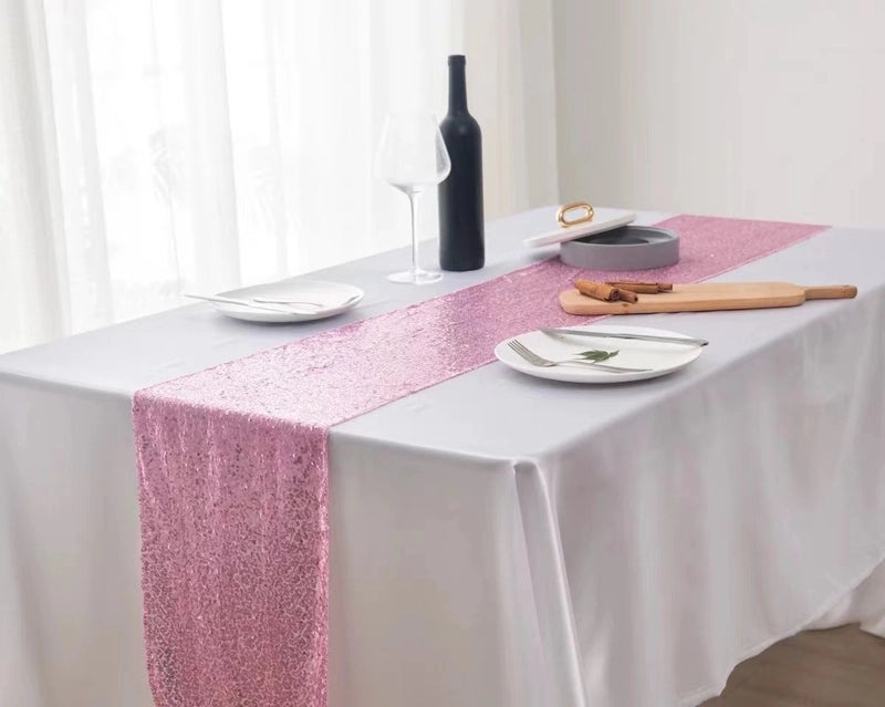 Embroidered Polyester Sequin Table Runner for Wedding & Christmas Decor | Home & Living Table Linens