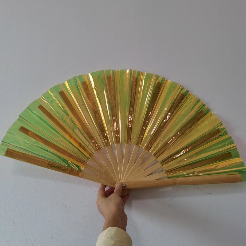 10-inch Solid Color Bamboo Folding Fan with Laser Pattern | Fashion Accessories Fan