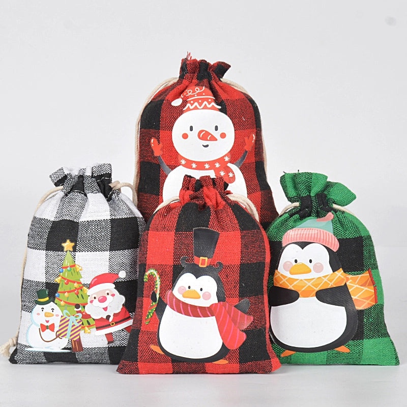 Christmas Party Candy Bag with Snowman Snowflake and Christmas Tree Design | Holiday Gift Bags