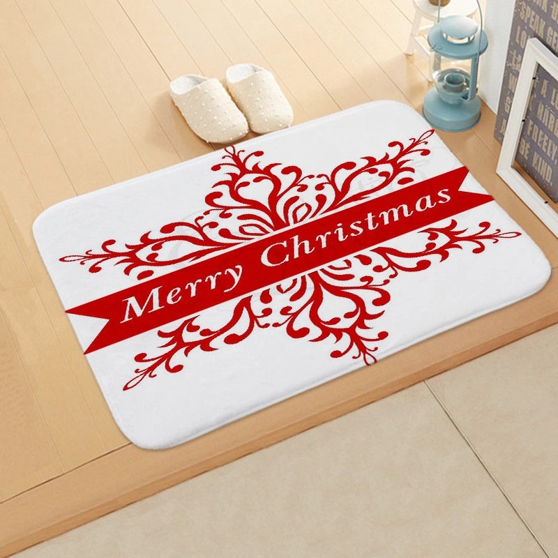 Festive Christmas Tree and Snowflake Flannel Floor Mat | Home Decor & Seasonal Rugs