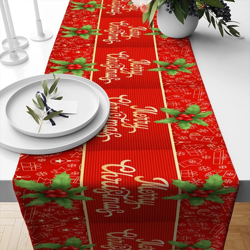 Festive Ethnic Color Block Linen Tablecloth for Christmas Vacation|Home Decor Table Linens