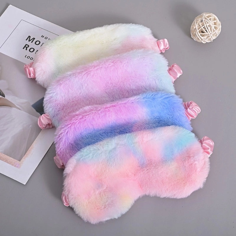 Color Block Tie-Dye Rabbit Hair Eye Mask Minimalist Style | Sleep Masks