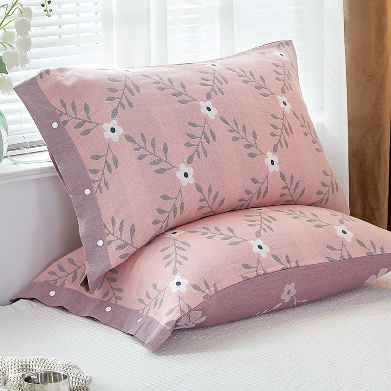 Summer Cotton Gauze Pillowcase with Snaps One Pack 40x60cm & Latex Pillowcase 48x74cm | Home Textiles