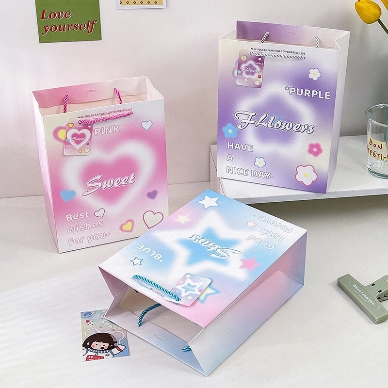 Elegant Thickened White Embossed Card Handbag Gift Bag for Birthday Wedding Wrapping | Gift Bags & Packaging