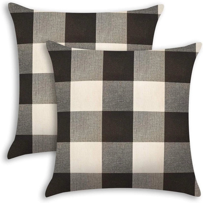 Plaid Cotton Linen Pillow Covers for Home Decor | Home Textiles & Bedding