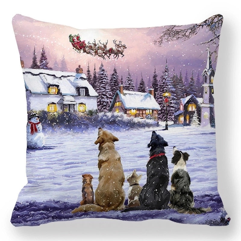 Christmas Holiday Cotton Pillow Covers with Santa Elk Design for Sofa Couch Decor|Home Decor