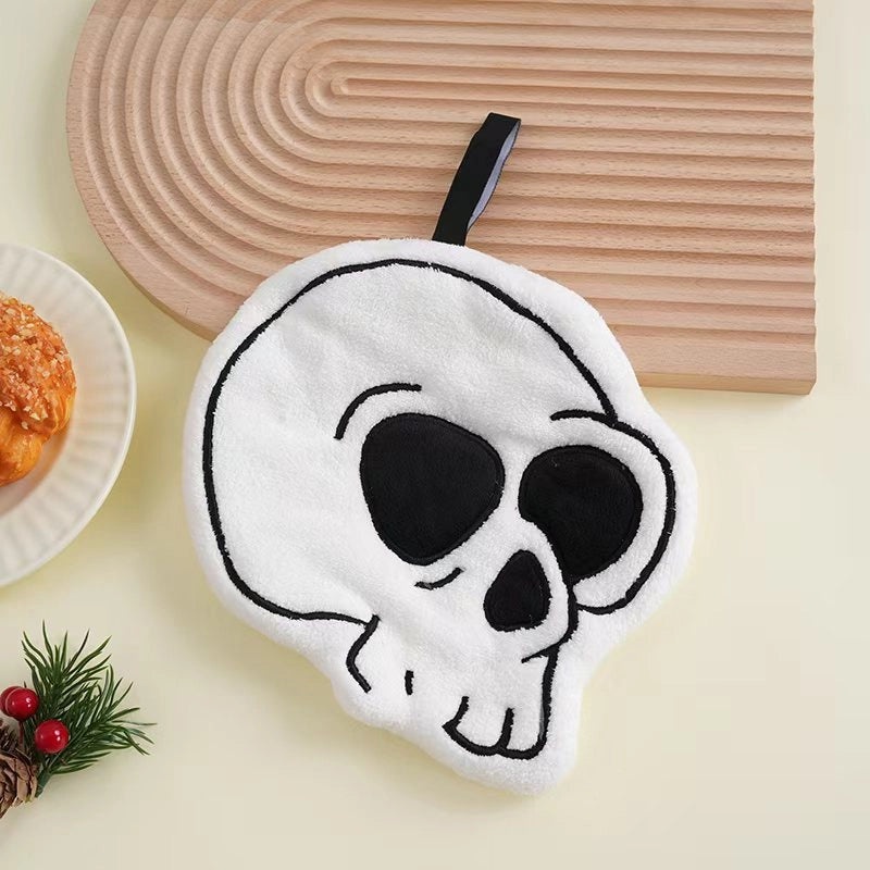 Halloween Cartoon Hanging Hand Towel for Kids Small Tower Skull Bat Design|Home & Kitchen > Bath > Bath Towels