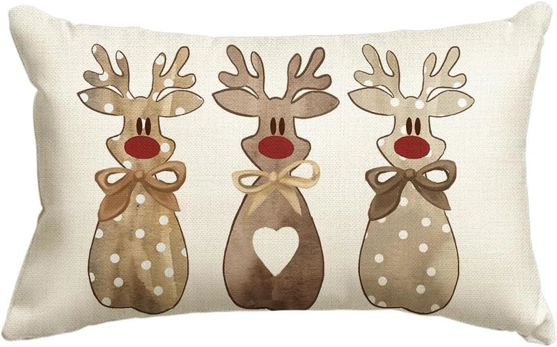 Christmas Holiday Linen Pillow Covers for Couch & Sofa | Home Decor
