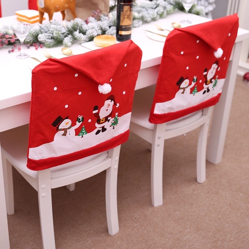 Festive Christmas Tree and Snowman Nonwoven Banquet Chair Covers|Party Supplies