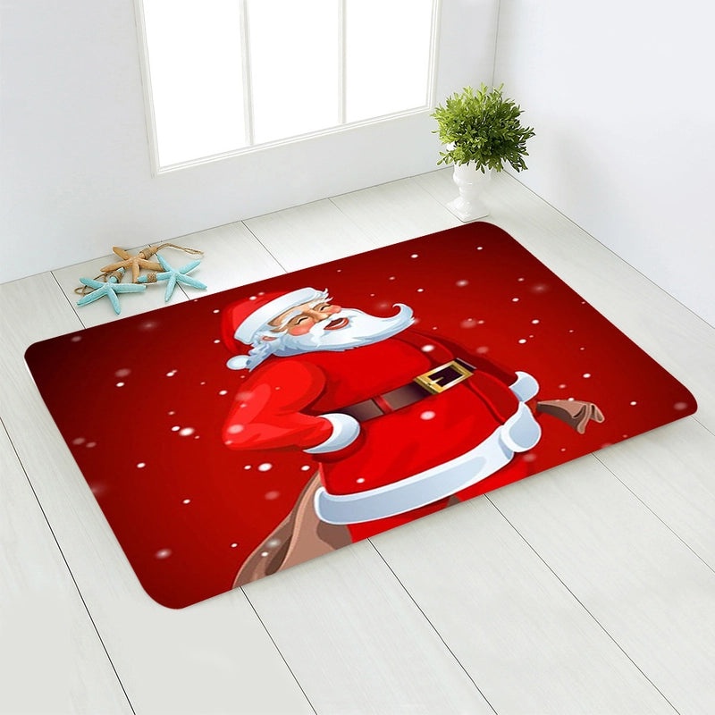 Holiday Santa Snowman Flannel Floor Mat Cozy Christmas Decor|Home & Living/Seasonal Decorations
