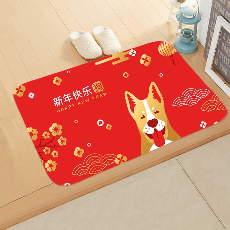 Festive Christmas Tree and Snowflake Flannel Floor Mat | Home Decor & Seasonal Rugs