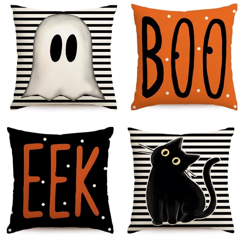 Halloween Ghost Linen Pillow Covers with IG Style Letters for Sofa Couch Decor|Home Decor