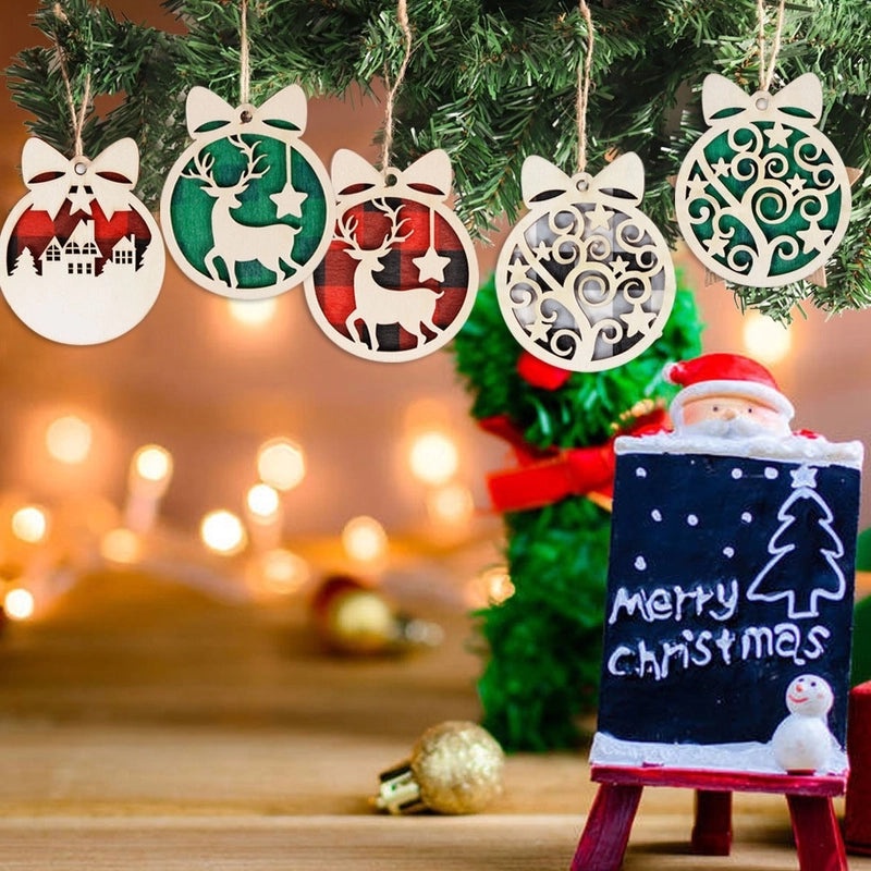 Christmas Wooden Deer Bow Knot Hanging Ornament for Party and Home Decoration|Christmas Ornaments & Decorations