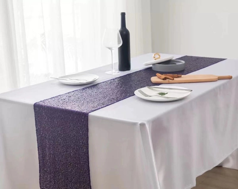 Embroidered Polyester Sequin Table Runner for Wedding & Christmas Decor | Home & Living Table Linens