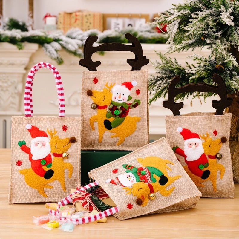 Nordic Christmas Gift Bags with Cute Santa and Elk Design | Holiday Party Supplies