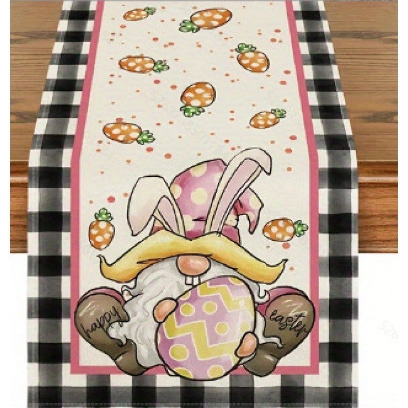Minimalist Rabbit Pattern Linen Table Runner for Dining Table | Home Decor Table Linens