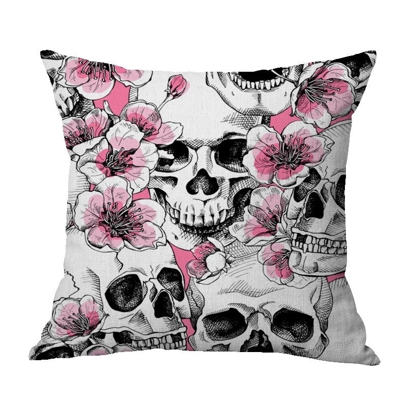 Halloween Punk Skull Linen Pillow Covers for Couch Sofa Decorative Throw Pillowcases|Home Decor & Pillows