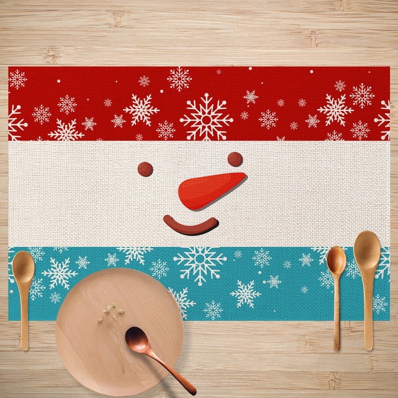 Christmas Decorative Linen Placemat Oil-proof Anti-fouling Table Mat for Dining Room | Home & Kitchen Table Linens
