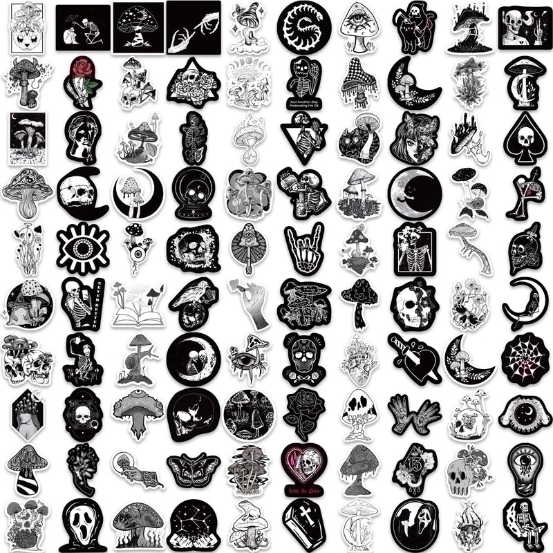 200 Dark Goth Graffiti Stickers Waterproof No Glue Needed for Luggage Guitar DIY Hot Pack|Stickers & Decals