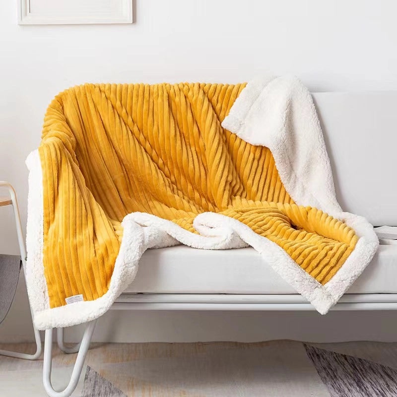 Double Layer Lambskin Flannel Blanket for Summer | Home & Living