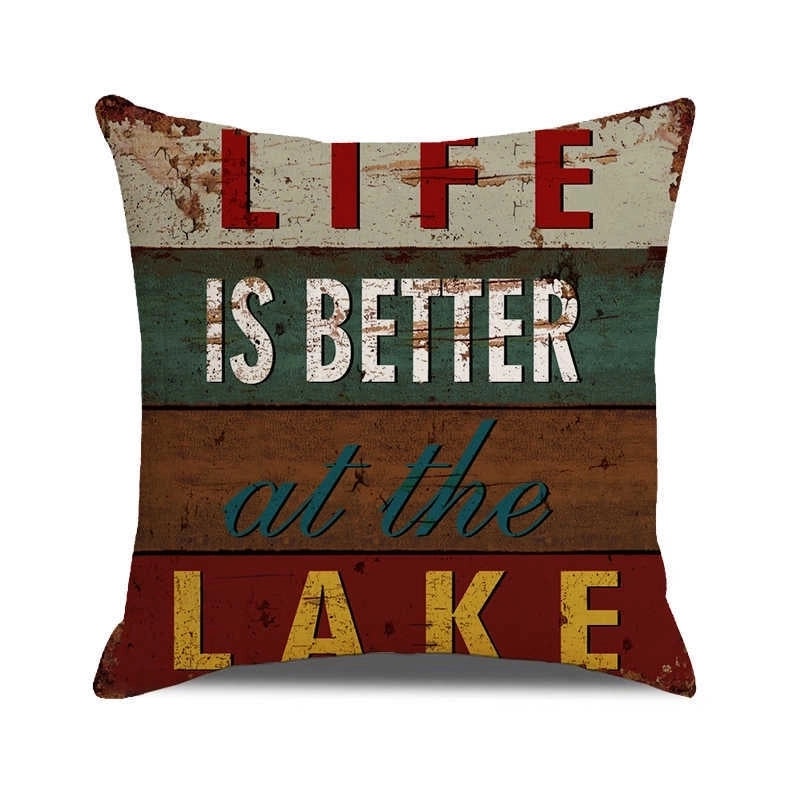 Vintage Letter Print Polyester Pillow Covers|Home Decor Pillows