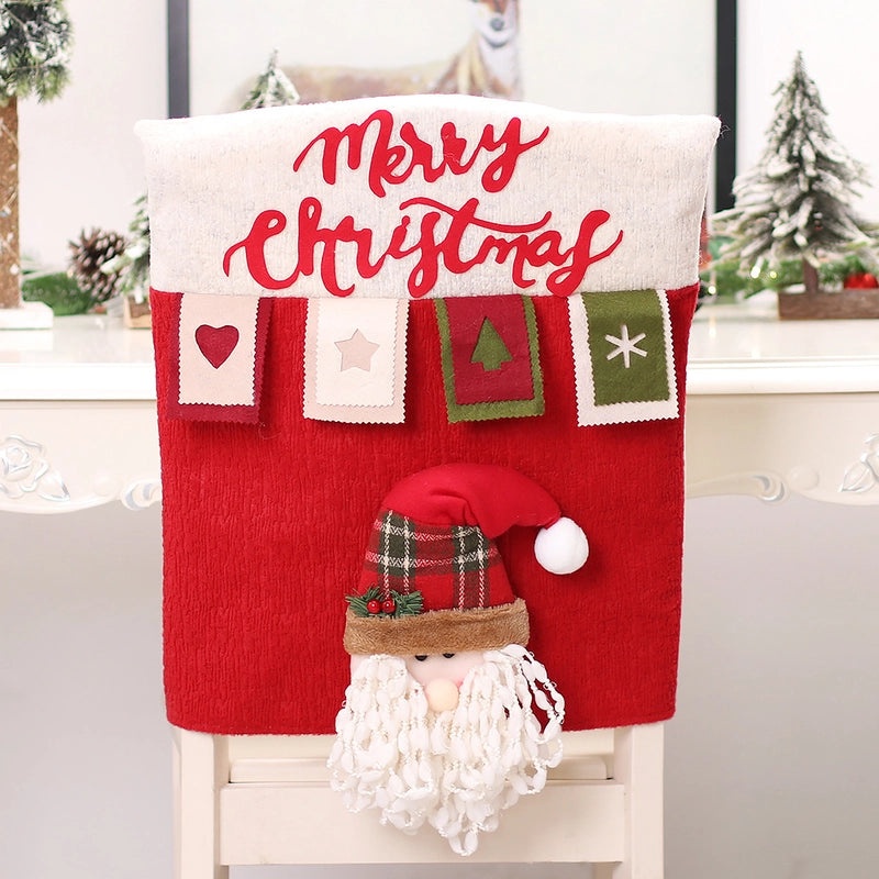 Festive Christmas Tree and Santa Claus Chair Cover for Indoor Holiday Party|Home Decor & Party Supplies