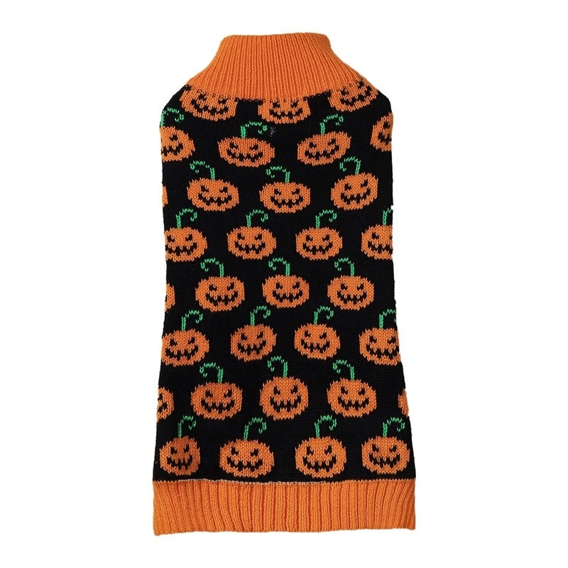 Pet Halloween Pumpkin Face Knit Sweater for Small Dogs | Dog Apparel
