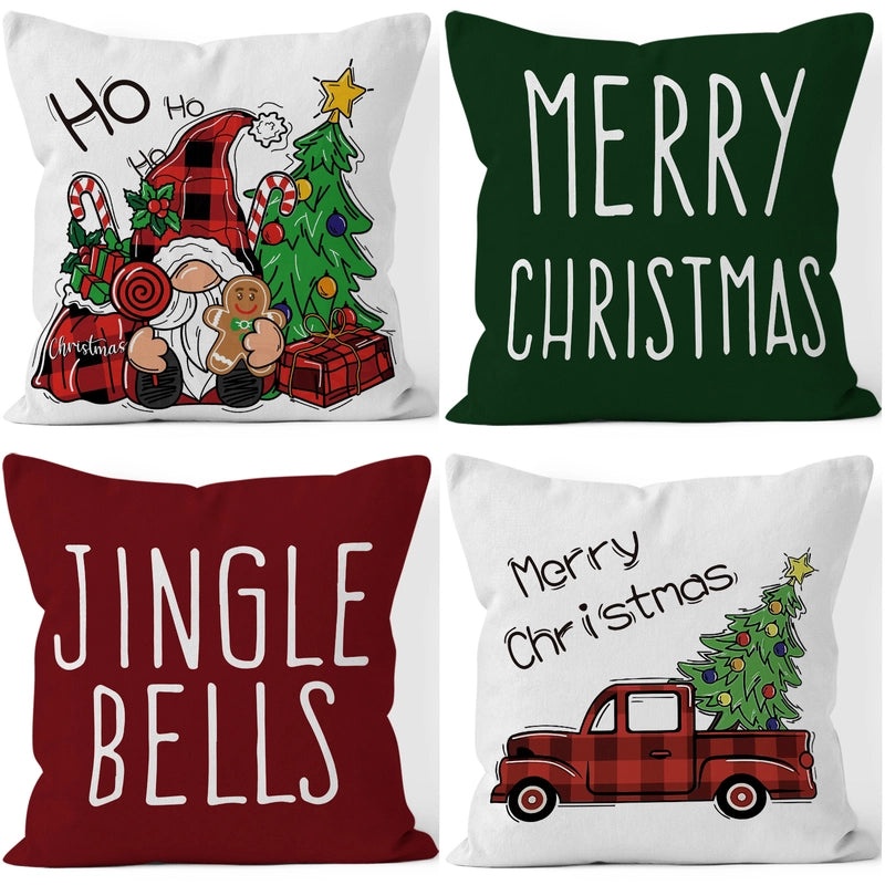 Festive Christmas Stripe Snowflake Pillow Covers | Home Decor & Living Room Accessories