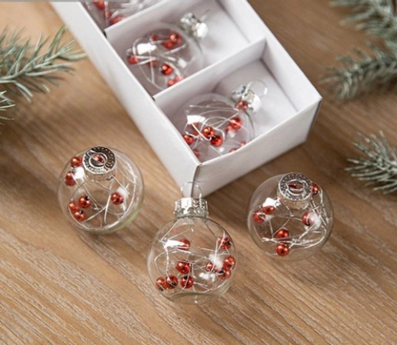Christmas Clear Glass Ball Ornaments for Indoor Hanging Decor | Christmas Decorations