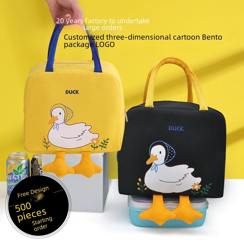 Cute Yellow Duck Insulated Lunch Bag Canvas Handbag for Kids Food Storage|Lunch Bags & Coolers