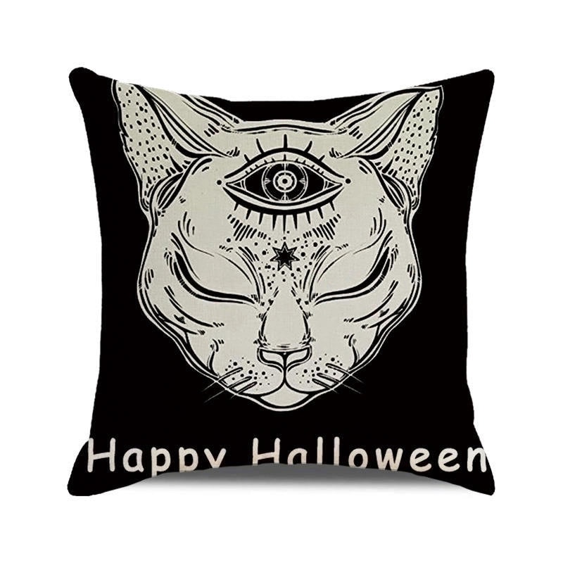 Halloween Skull Cotton Pillow Covers Retro Punk Style for Couch Sofa Decor|Home Decor & Pillows